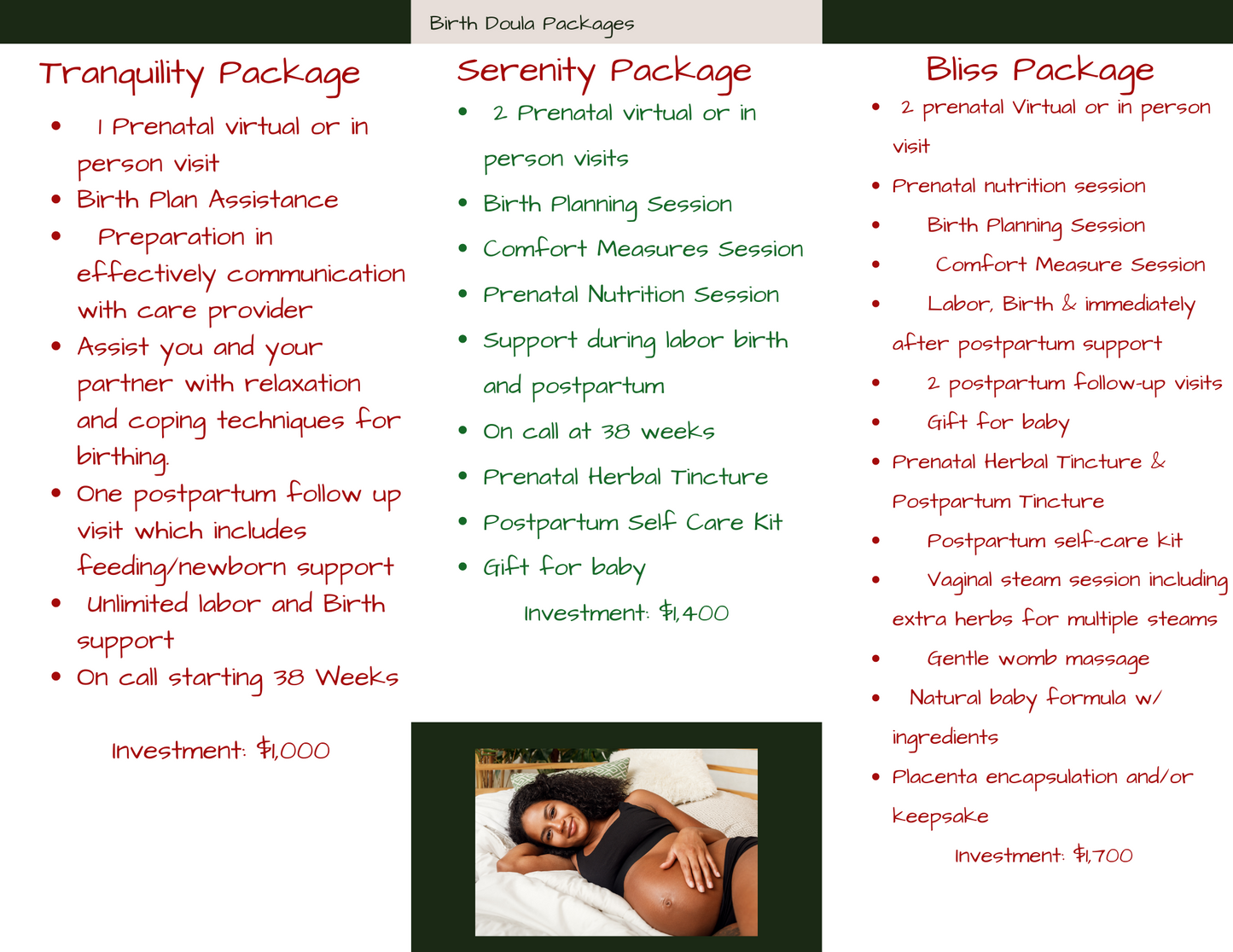 Greenville doula packages for pregnant women