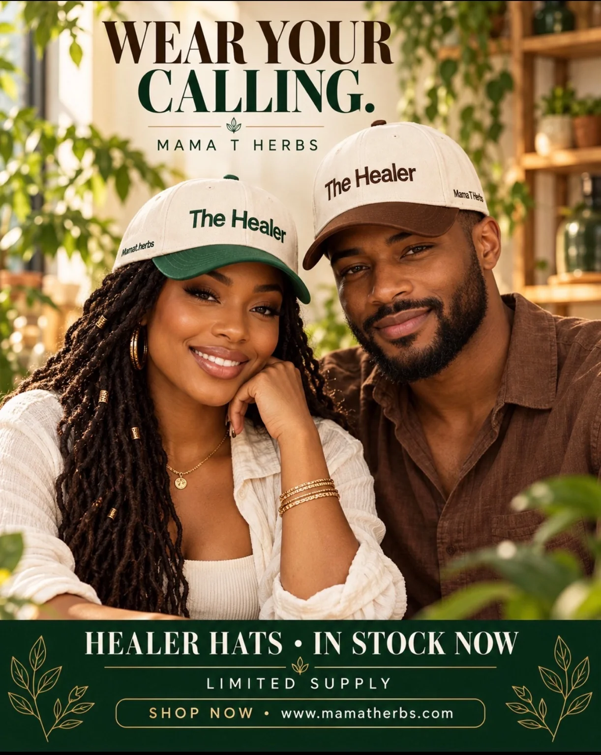 Wear Your Calling — HEALER hats by Mama T Herbs, in stock now in emerald green and brown